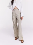 Beige linen high-waisted pants