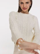 Cream checkered sweater