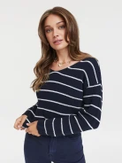 Granatowy sweter w paski