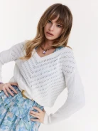 Cream sweater with shiny threads