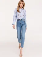 Light denim high-waisted jean tube tops