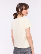 Jasnożółty krótki T-shirt z okrągłym dekoltem