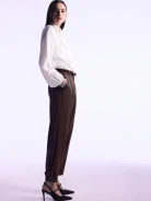 Elegant white viscose blouse with jabot