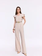 Beige elegant jumpsuit with straight legs