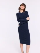 Fitted navy blue midi dress