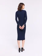 Fitted navy blue midi dress