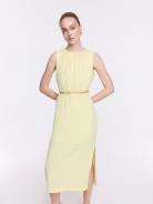 Bright yellow midi dress with ruffles