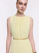 Bright yellow midi dress with ruffles