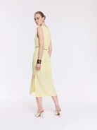 Bright yellow midi dress with ruffles
