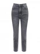 Szare spodnie mom jeans z wysokim stanem