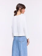 High-waisted denim midi skirt