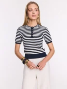 Cotton striped sweater with short sleeves