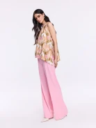 Blouse with original print and tie detail