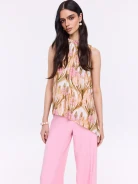 Blouse with original print and tie detail
