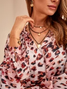 PINK MOTTLED SILK BLOUSE
