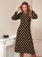 PEA-PRINT MIDI DRESS