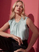 BLUE BLOUSE WITH SHOULDER PADS
