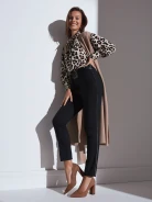 BLACK PANTS WITH SHINY LEOPARD STRIPES
