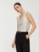 Glossy sleeveless blouse