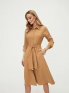 Caramel-colored shirt dress