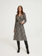 Midi dress with black and white pattern