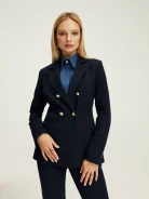 Navy blue jacket with gold buttons
