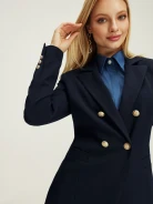 Navy blue jacket with gold buttons