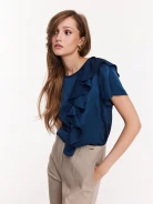 Navy blue viscose blouse