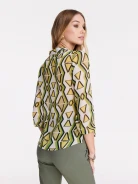 Satin shirt with geometric pattern jabot