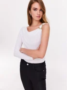 White asymmetrical blouse with matching cut