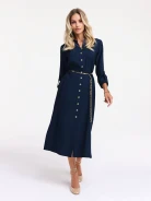 Long navy blue viscose dress