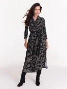 Long black dress with floral pattern