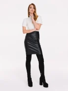 Black above the knee faux leather skirt