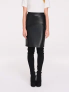 Black above the knee faux leather skirt