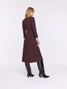 Chocolate midi dress with a V-neckline