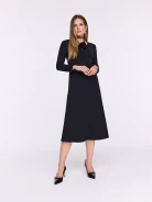 Black midi dress with decorative rose