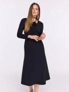 Black midi dress with decorative rose