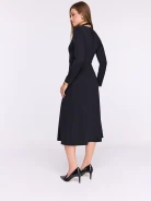 Black midi dress with decorative rose