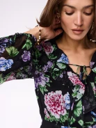 Long black floral viscose dress