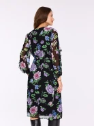 Long black floral viscose dress