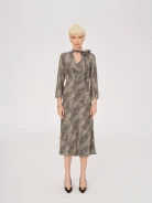 Viscose and bamboo dress with a tie at the neck