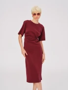 Burgundy midi dress with ruffles - Taranko
