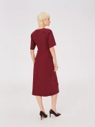 Burgundy midi dress with ruffles - Taranko