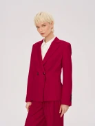 Red single-button suit jacket
