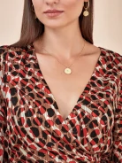 BLUSHED DRESS WITH DECORATIVE PRINT