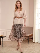 OVER-THE-KNEE SKIRT IN PEACH COLOR
