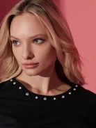 BLACK BLOUSE WITH DECORATIVE ELEMENTS