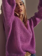 FIOLETOWY MOHEROWY SWETER