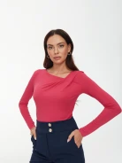 Pink blouse with neckline draping