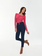 Pink blouse with neckline draping